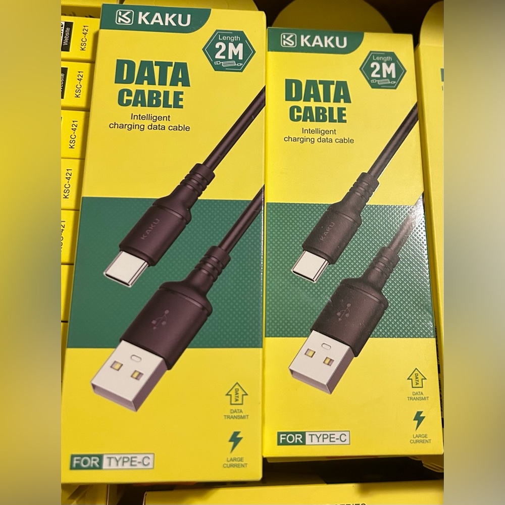 2x type c charging cord 6ft each -black